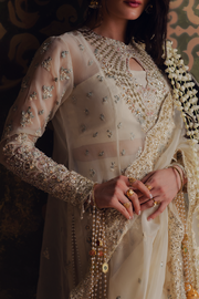Zarposh Jahanara Festive Embroidered Organza Unstitched 3Pc Suit - ROSHANAY
