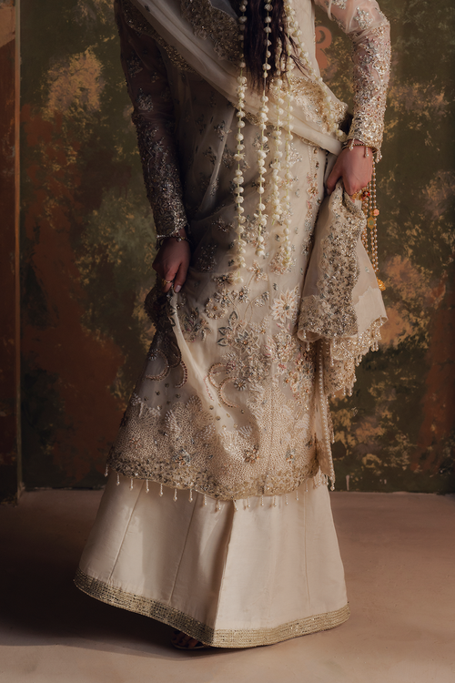 Zarposh Jahanara Festive Embroidered Organza Unstitched 3Pc Suit - ROSHANAY