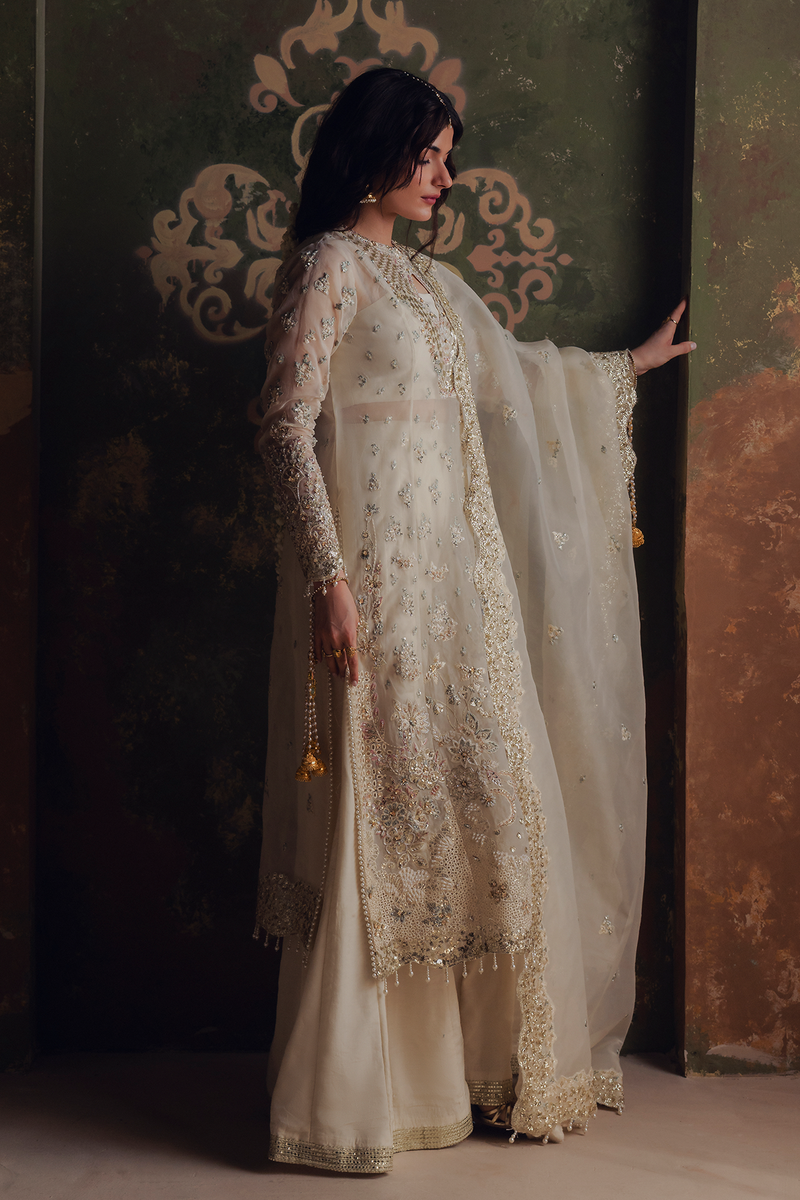 Zarposh Jahanara Festive Embroidered Organza Unstitched 3Pc Suit - ROSHANAY