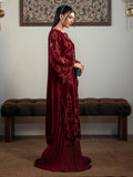 Faiza Faisal Solene Embroidered Velvet Unstitched 3Pc Suit - ROUGE