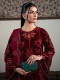 Faiza Faisal Solene Embroidered Velvet Unstitched 3Pc Suit - ROUGE