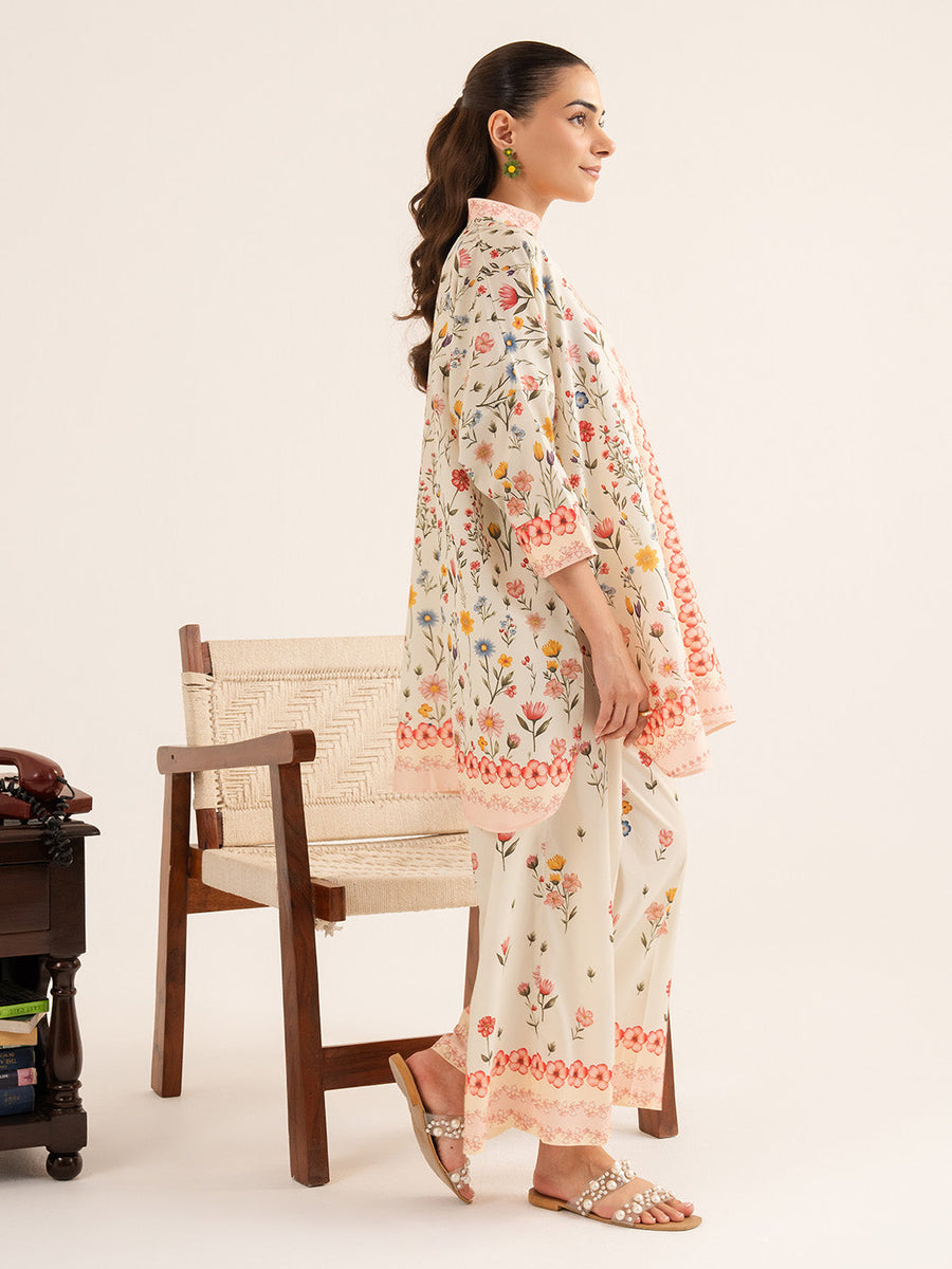 Faiza Faisal Reve Festive Pret Printed Grip Silk 2Pc Suit - ROUX
