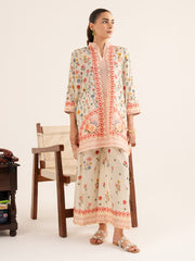 Faiza Faisal Reve Festive Pret Printed Grip Silk 2Pc Suit - ROUX