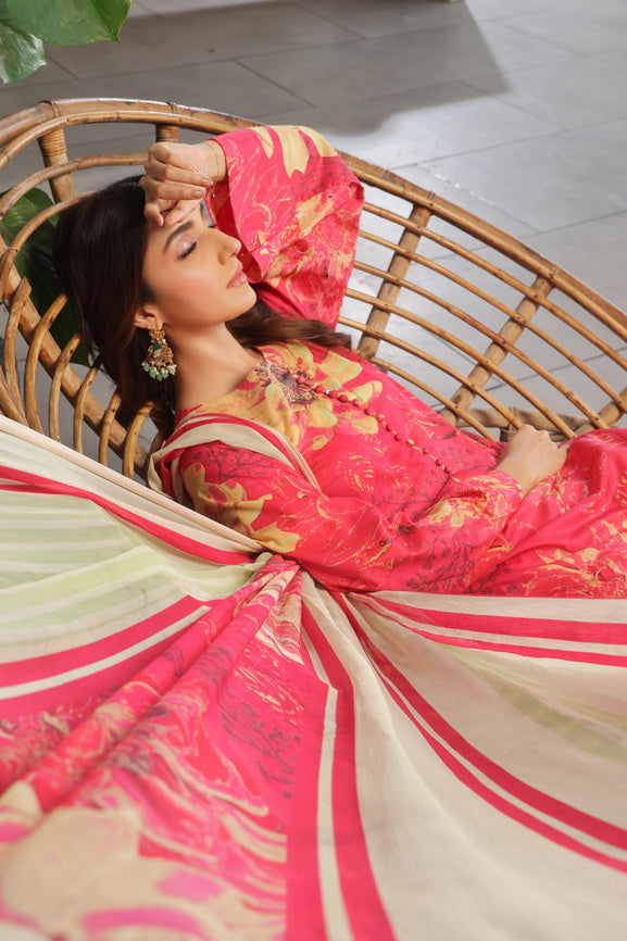 Feathers Whisper Winds Unstitched Printed Lawn 3Pc Suit ROZBERRY-FT491