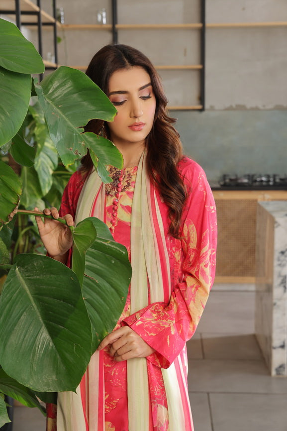 Feathers Whisper Winds Unstitched Printed Lawn 3Pc Suit ROZBERRY-FT491