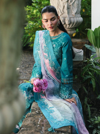 Qalamkar Qline Embroidered Lawn Unstitched 3Pc Suit RP-03 SAPPHIRE
