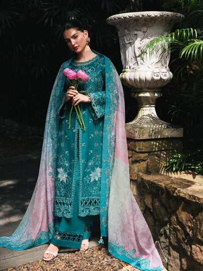 Qalamkar Qline Embroidered Lawn Unstitched 3Pc Suit RP-03 SAPPHIRE