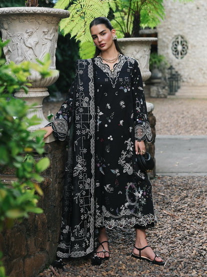 Qalamkar Qline Embroidered Lawn Unstitched 3Pc Suit RP-07 OBSIDIAN