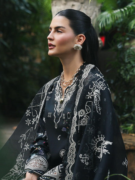Qalamkar Qline Embroidered Lawn Unstitched 3Pc Suit RP-07 OBSIDIAN