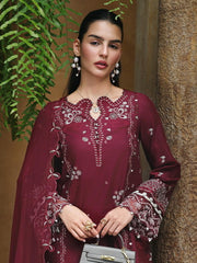 Qalamkar Qline Embroidered Lawn Unstitched 3Pc Suit RP-12 GARNET