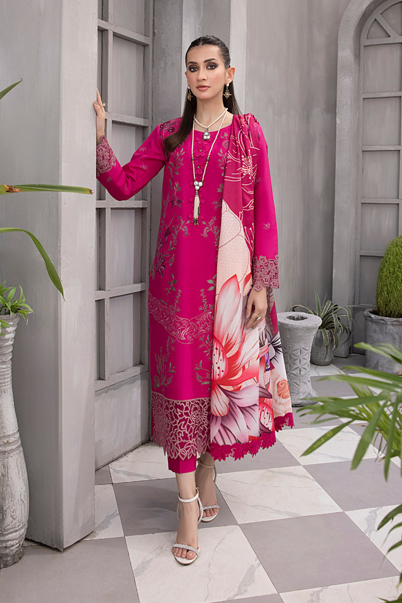 Rang Rasiya Florence Unstitched Embroidered Linen 3Pc Suit D-08 RAISA