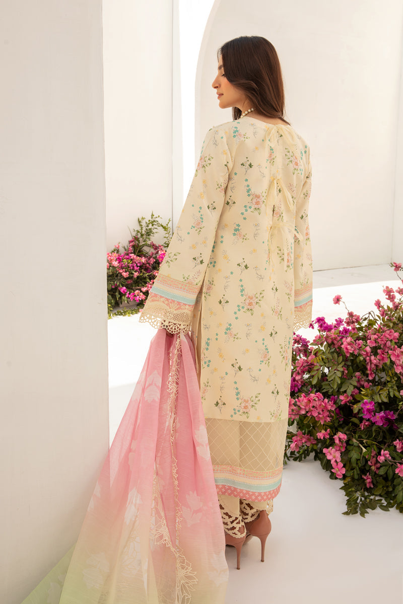 Rang Rasiya Florence Embroidered Lawn Unstitched 3Pc Suit D-01 Ivory