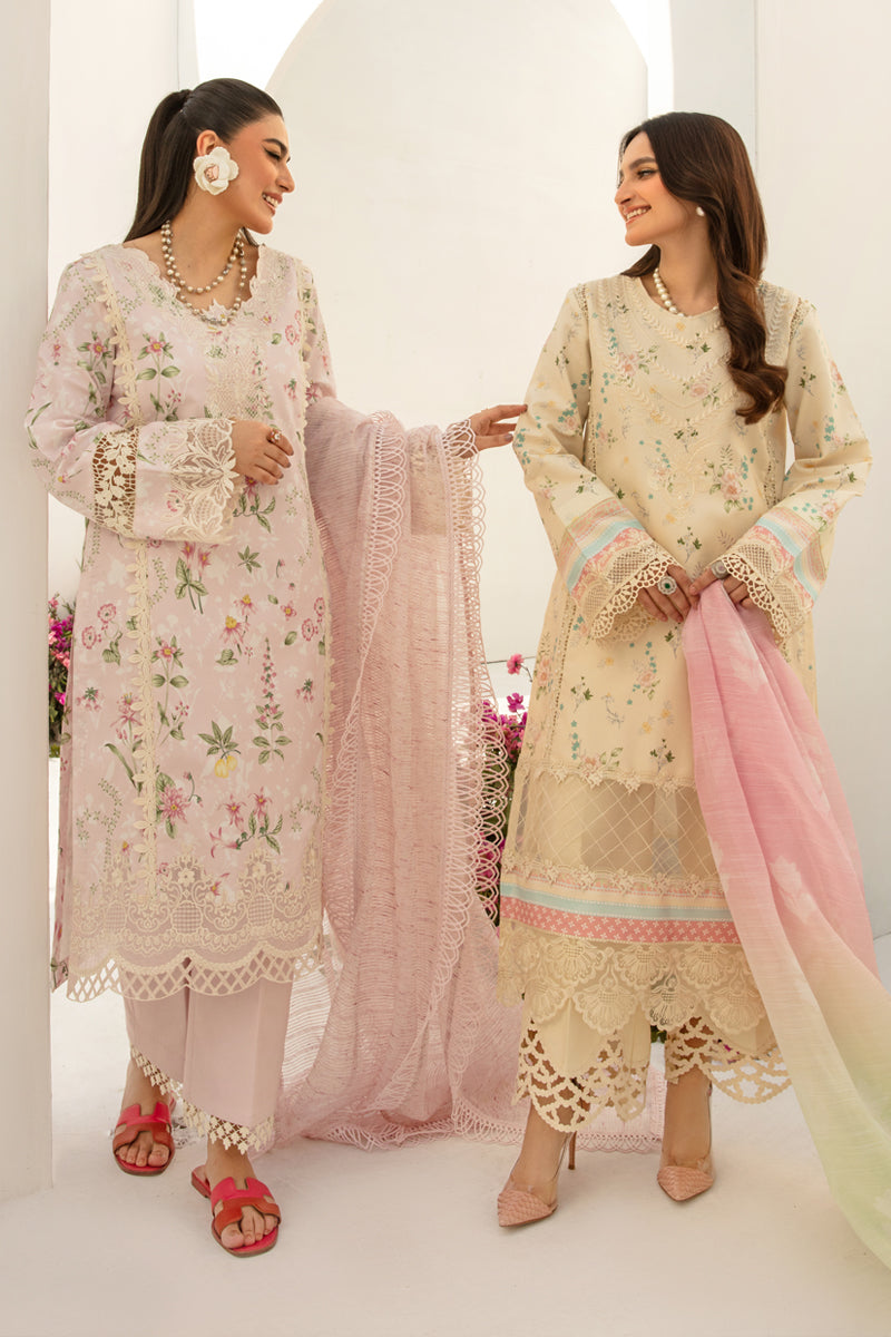 Rang Rasiya Florence Embroidered Lawn Unstitched 3Pc Suit D-01 Ivory