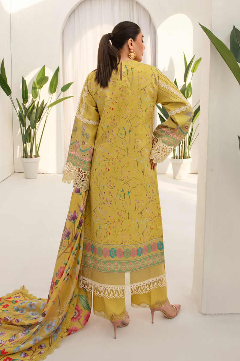 Rang Rasiya Florence Embroidered Lawn Unstitched 3Pc Suit D-06 Sunshine