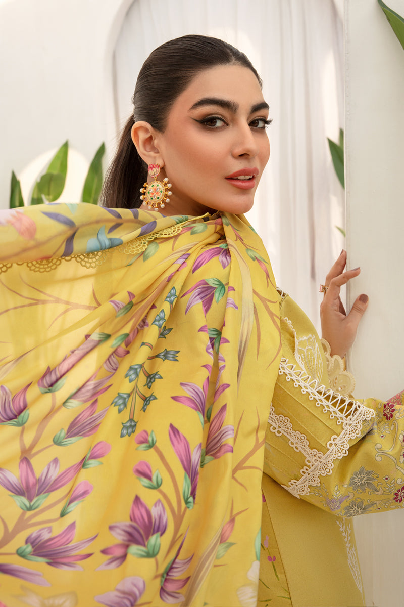 Rang Rasiya Florence Embroidered Lawn Unstitched 3Pc Suit D-06 Sunshine