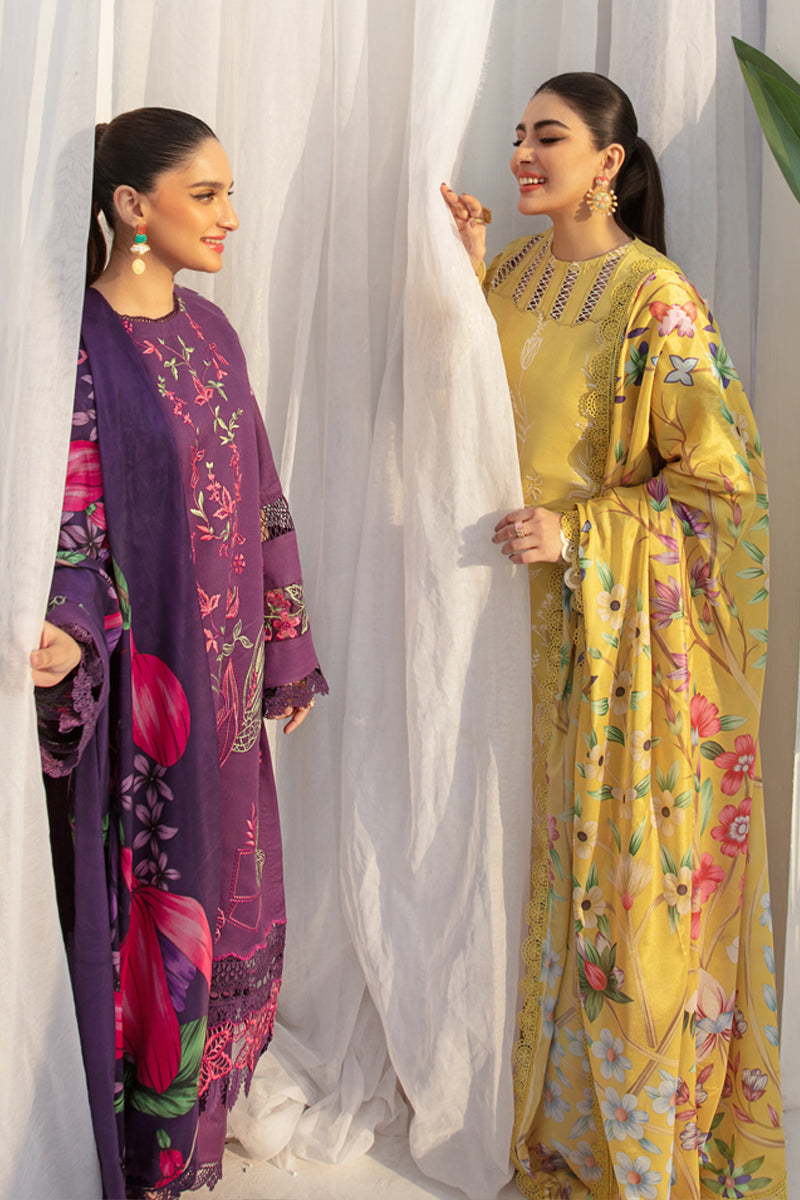Rang Rasiya Florence Embroidered Lawn Unstitched 3Pc Suit D-06 Sunshine