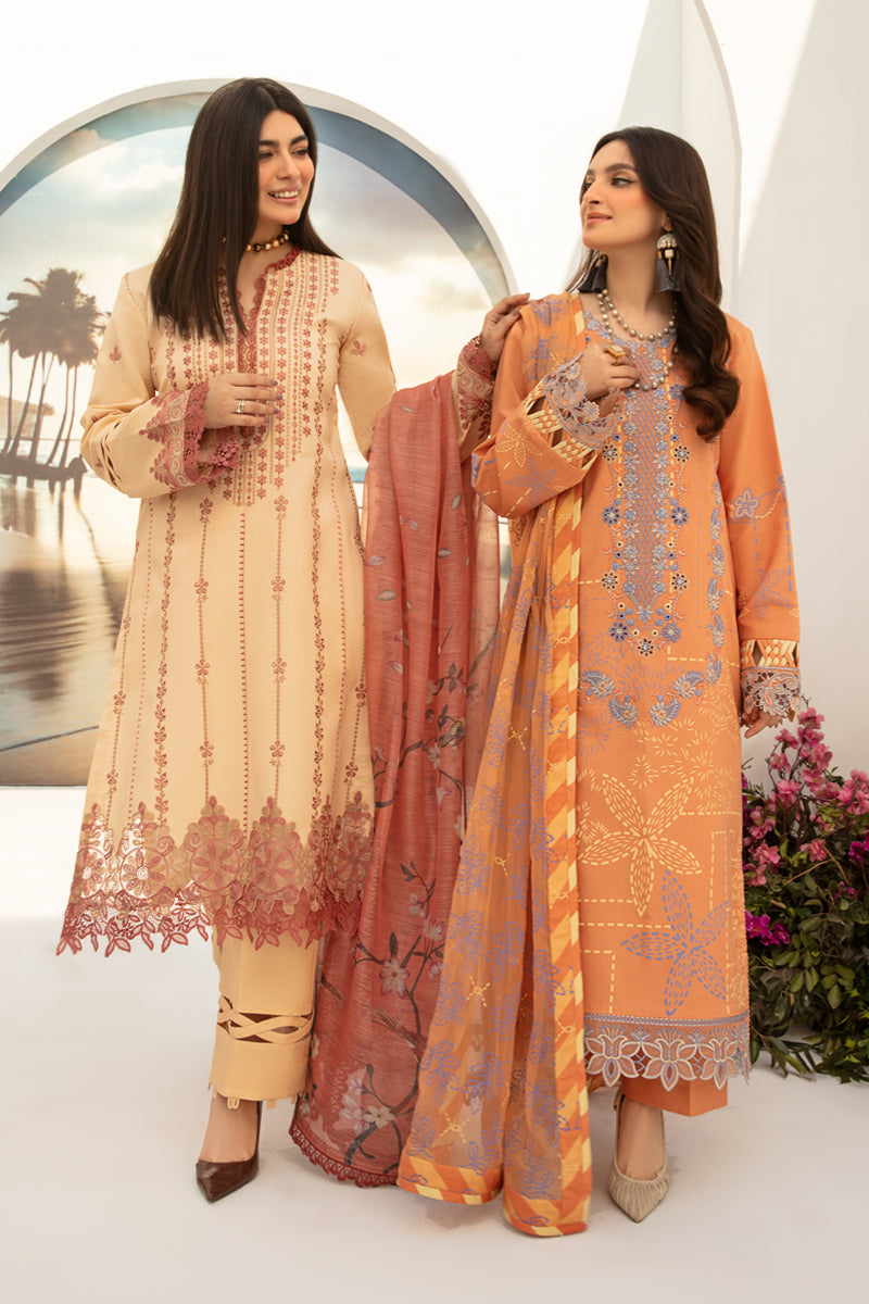 Rang Rasiya Florence Embroidered Lawn Unstitched 3Pc Suit D-07 Hazel