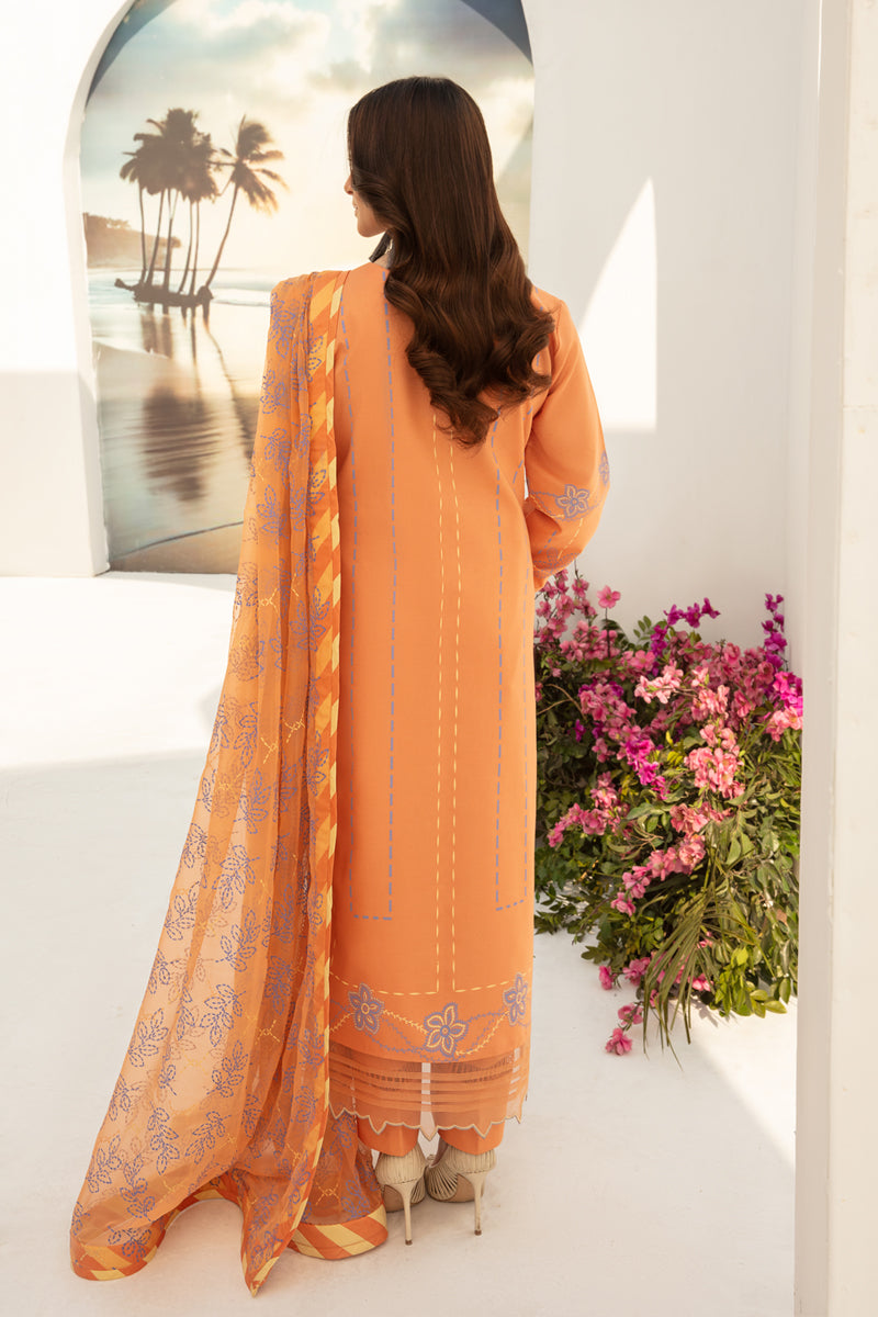 Rang Rasiya Florence Embroidered Lawn Unstitched 3Pc Suit D-10 Cinnamon