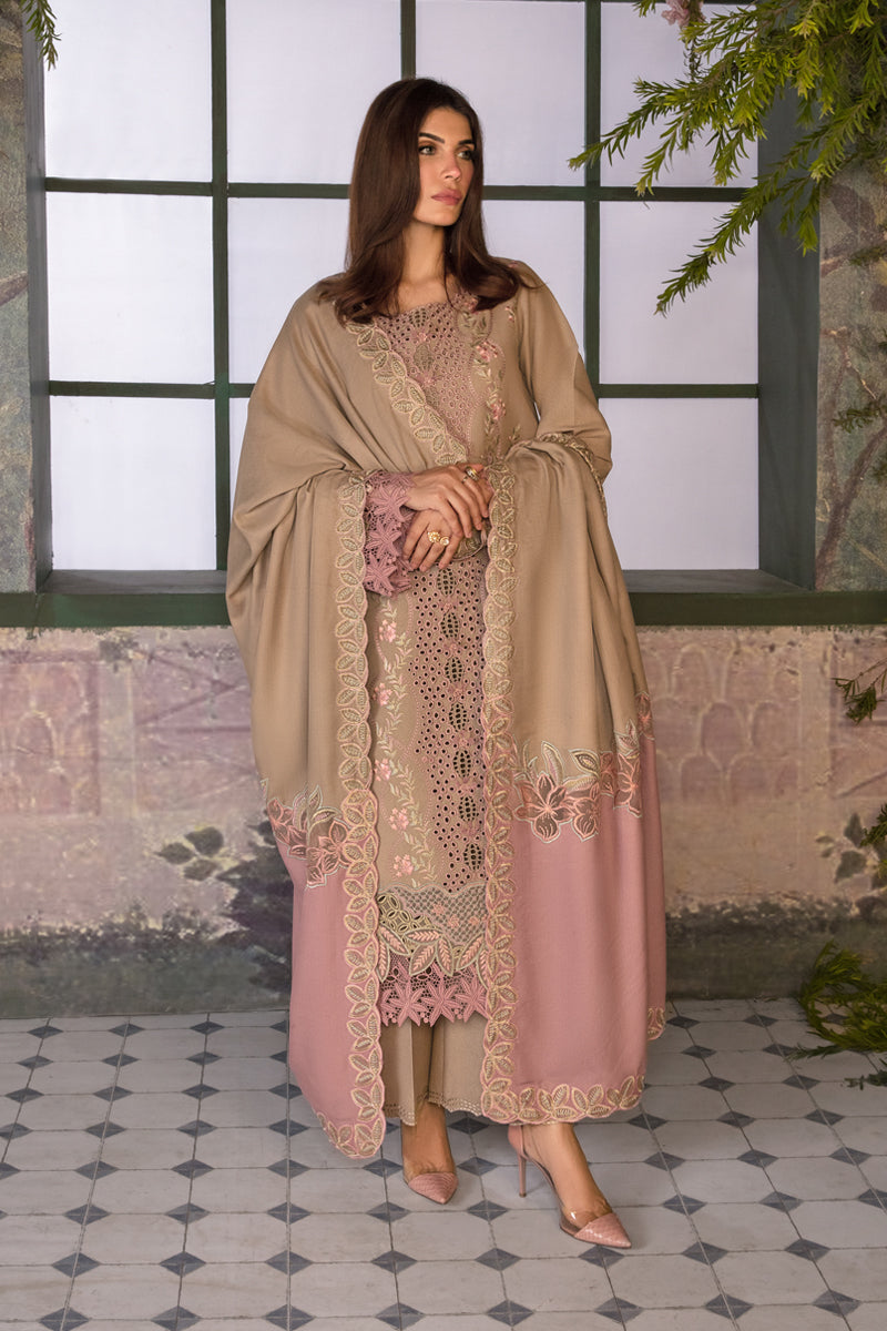 Rang Rasiya Embroidered Karandi Unstitched 3Pc Suit D-09 Cappuccino
