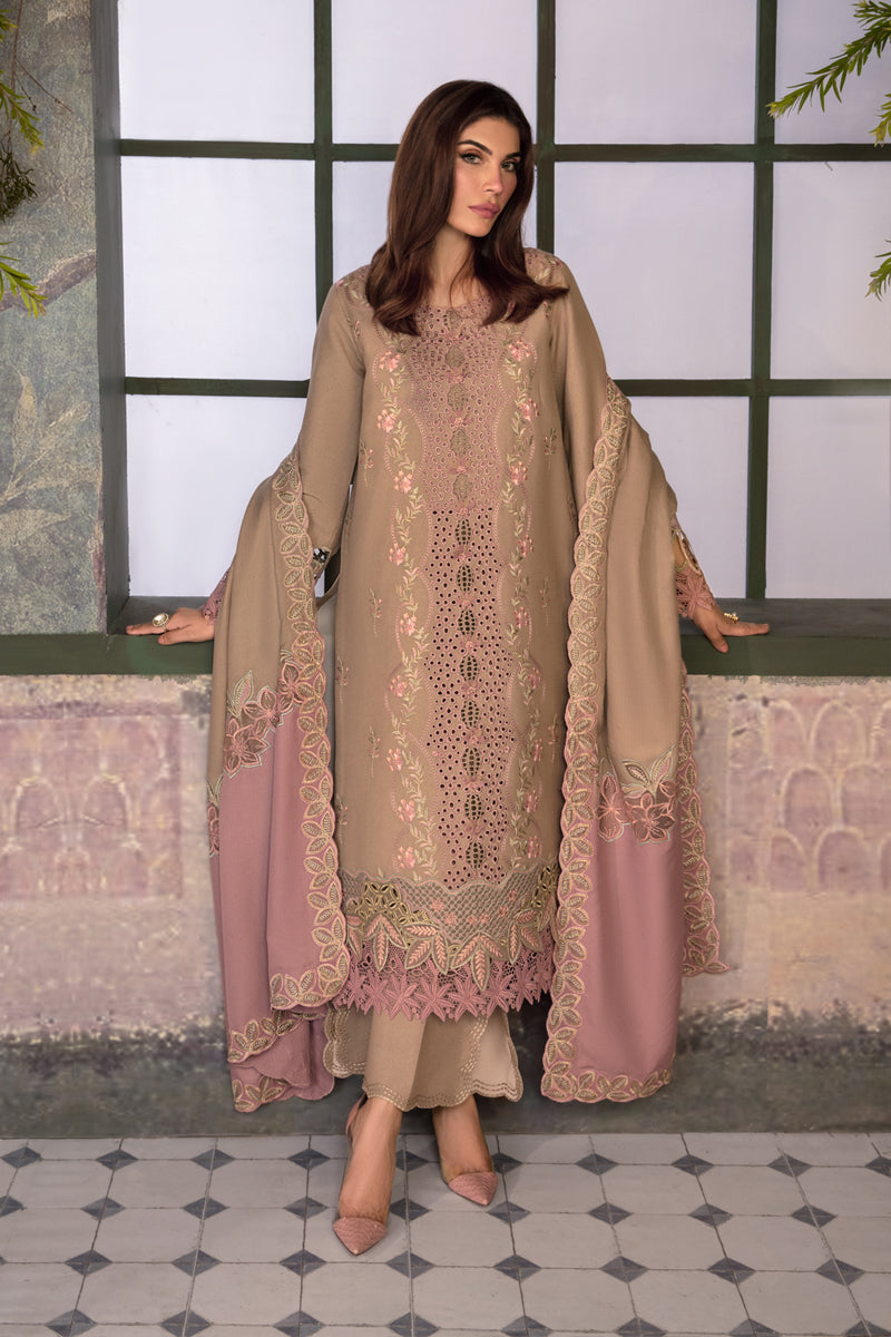 Rang Rasiya Embroidered Karandi Unstitched 3Pc Suit D-09 Cappuccino