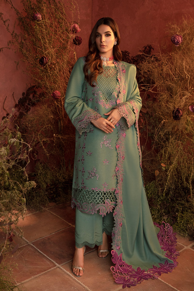 Rang Rasiya Embroidered Karandi Unstitched 3Pc Suit D-12 Mint