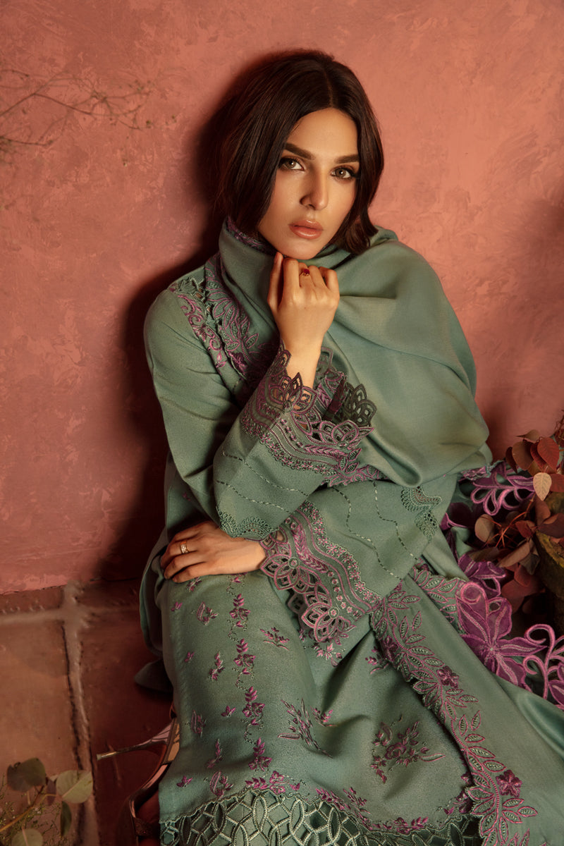 Rang Rasiya Embroidered Karandi Unstitched 3Pc Suit D-12 Mint