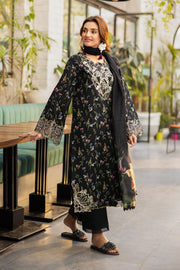 Rang Rasiya Lifestyle Embroidered Lawn Unstitched 3Pc Suit D-01 MIDNIGHT