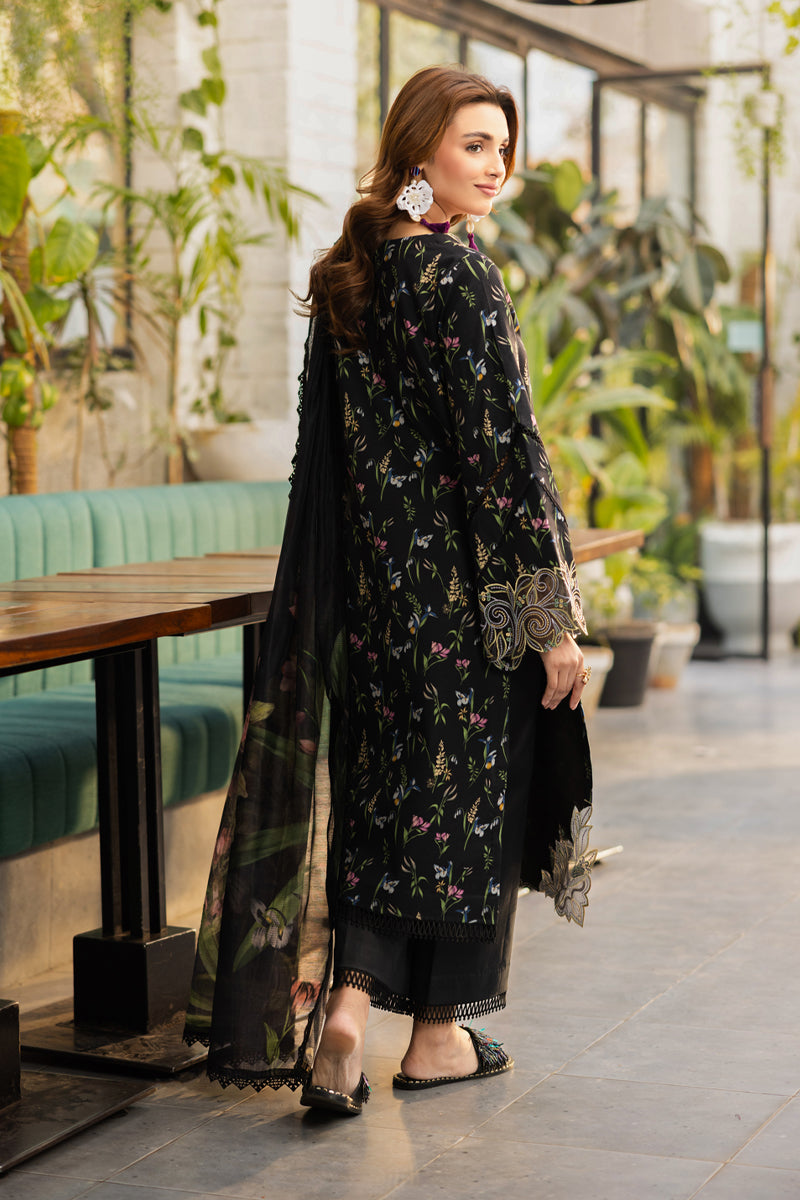 Rang Rasiya Lifestyle Embroidered Lawn Unstitched 3Pc Suit D-01 MIDNIGHT