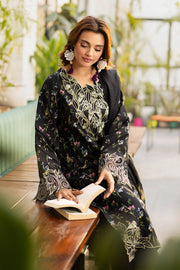 Rang Rasiya Lifestyle Embroidered Lawn Unstitched 3Pc Suit D-01 MIDNIGHT