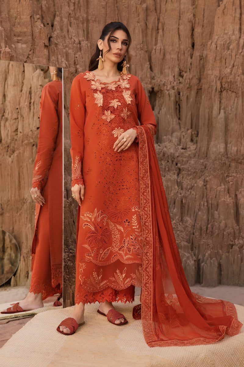 Rang Rasiya Premium Embroidered Lawn Unstitched 3Pc Suit D-03 MAHI