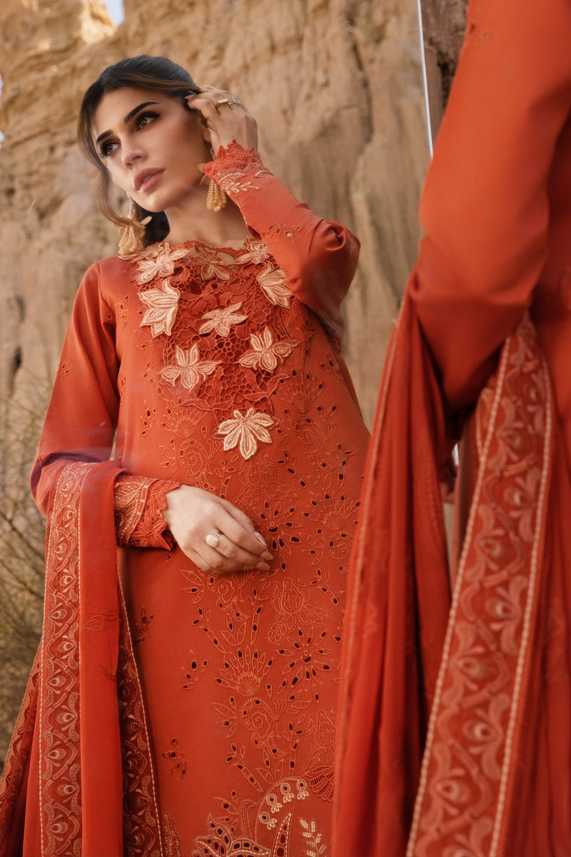 Rang Rasiya Premium Embroidered Lawn Unstitched 3Pc Suit D-03 MAHI