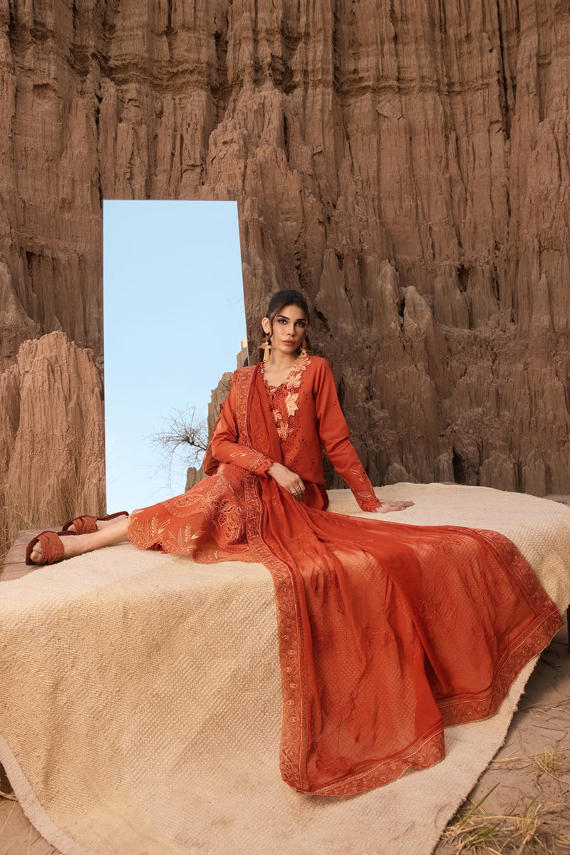 Rang Rasiya Premium Embroidered Lawn Unstitched 3Pc Suit D-03 MAHI