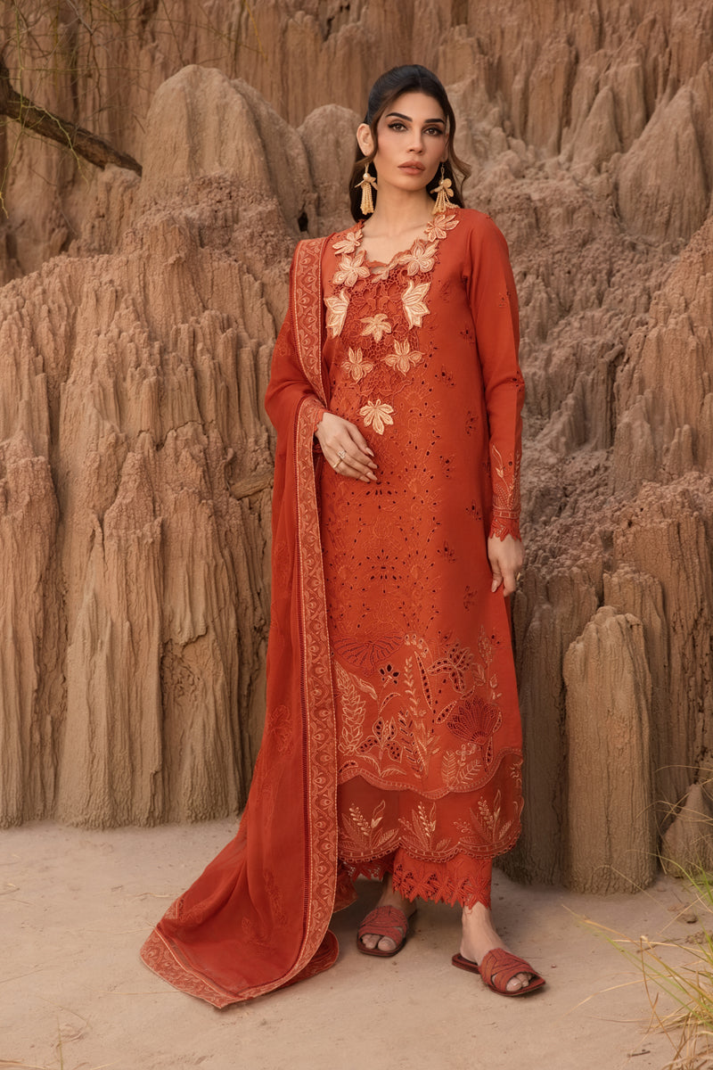 Rang Rasiya Premium Embroidered Lawn Unstitched 3Pc Suit D-03 MAHI
