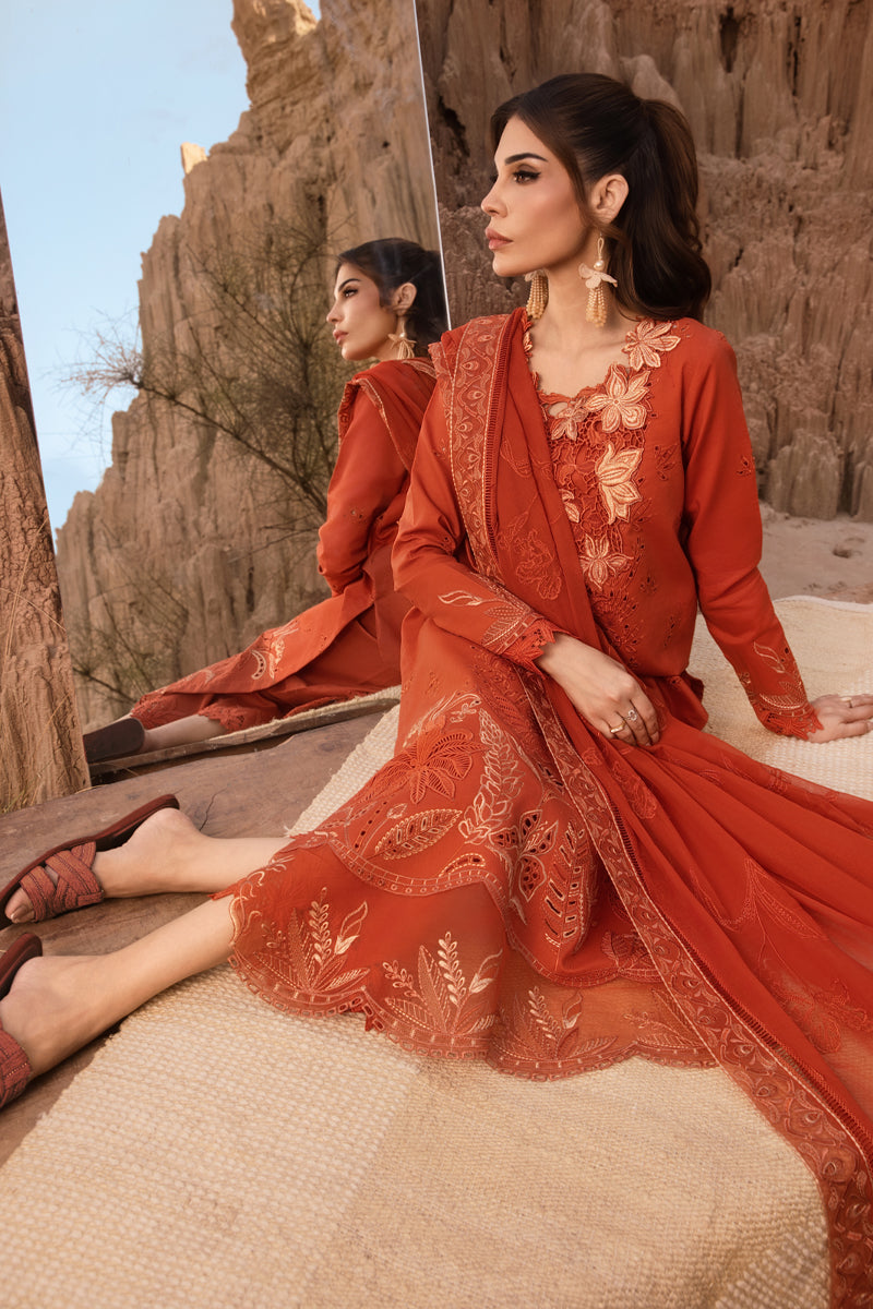 Rang Rasiya Premium Embroidered Lawn Unstitched 3Pc Suit D-03 MAHI