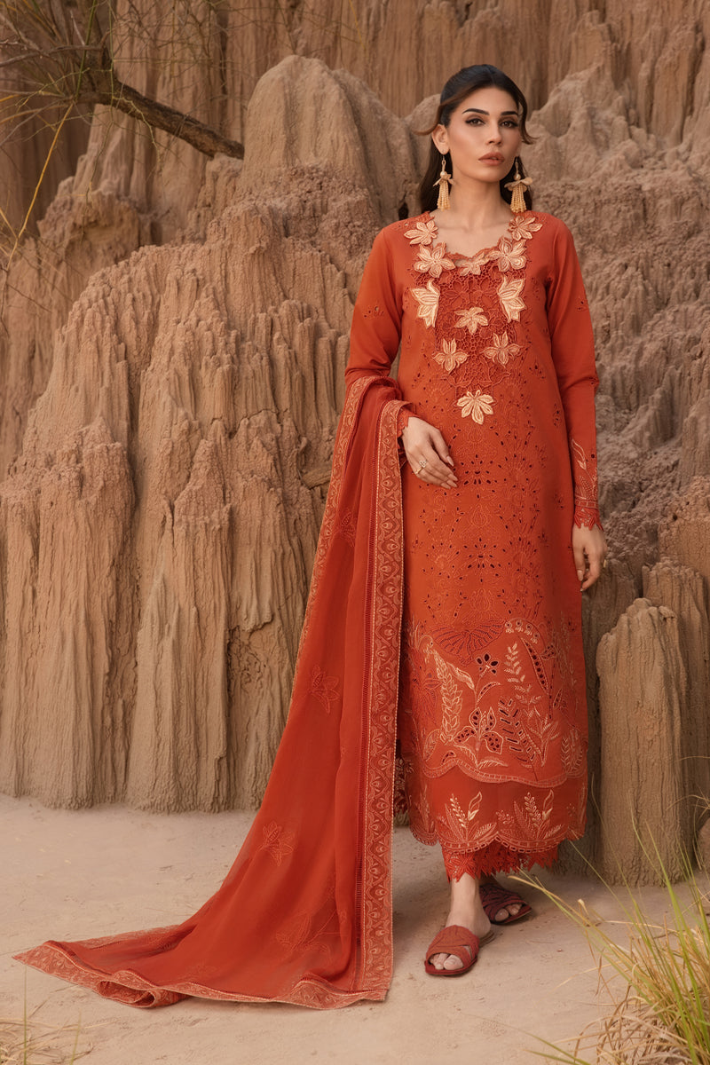 Rang Rasiya Premium Embroidered Lawn Unstitched 3Pc Suit D-03 MAHI