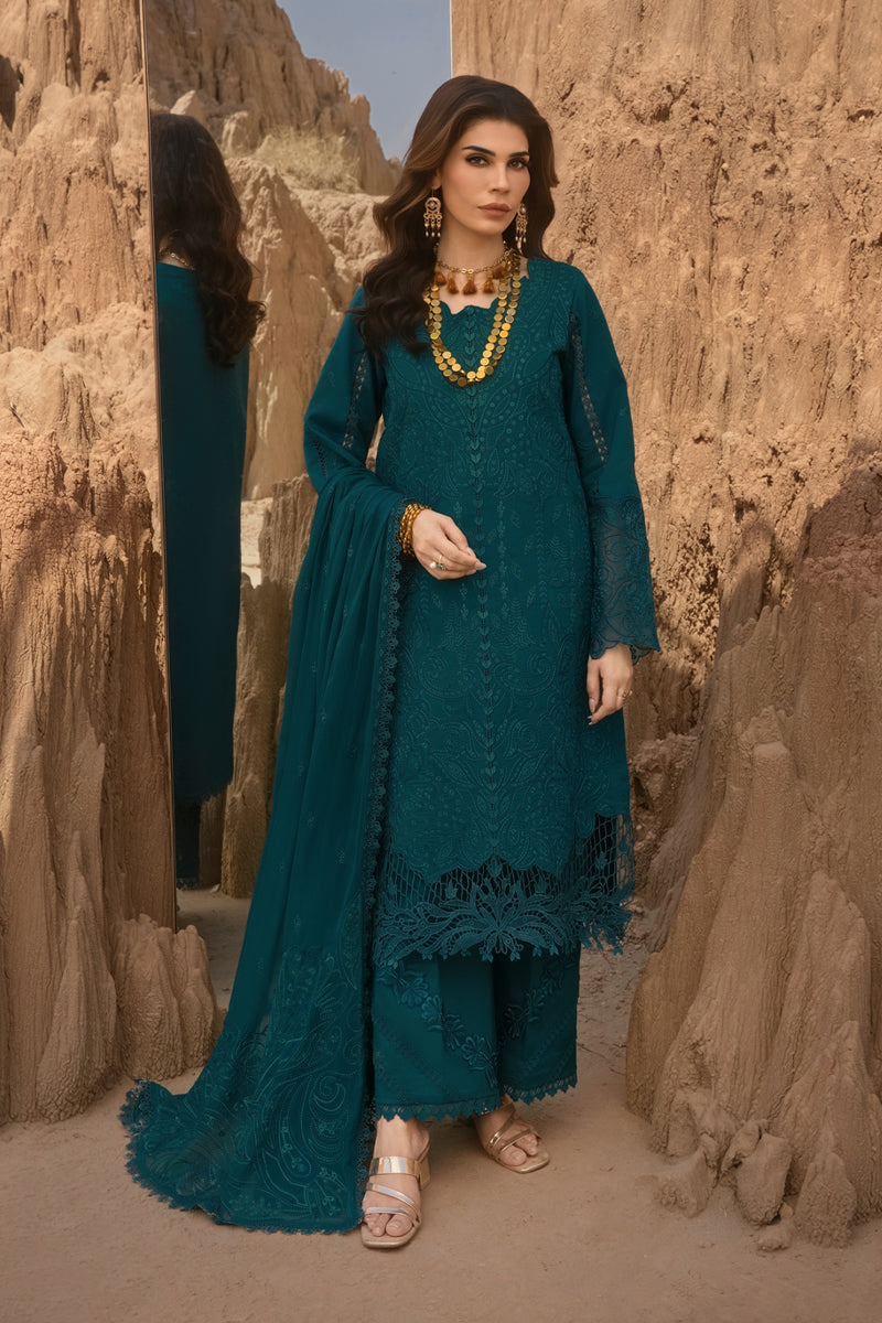 Rang Rasiya Premium Embroidered Lawn Unstitched 3Pc Suit D-06 ZAYNAH