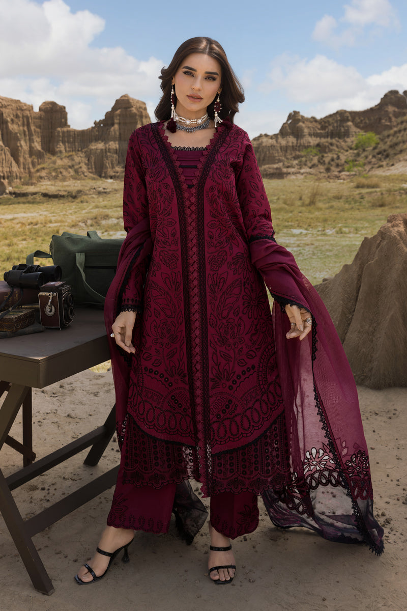 Rang Rasiya Premium Embroidered Lawn Unstitched 3Pc Suit D-07 MAYA