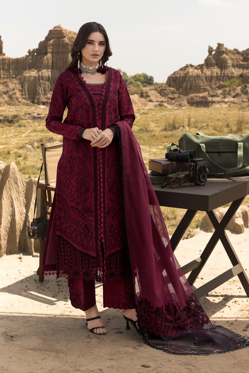Rang Rasiya Premium Embroidered Lawn Unstitched 3Pc Suit D-07 MAYA