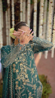 Rang Rasiya Embroidered Net Unstitched 3Pc Suit D-09 NAWAL