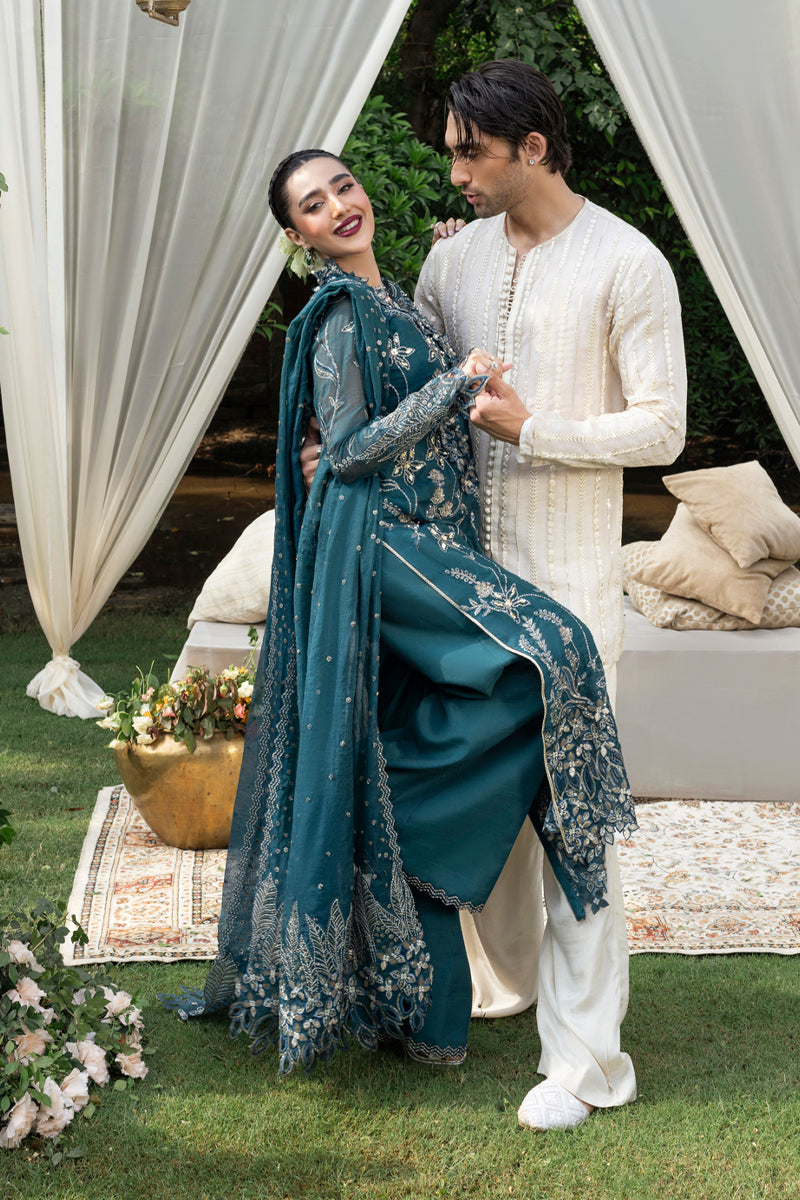 Rang Rasiya Embroidered Net Unstitched 3Pc Suit D-09 NAWAL