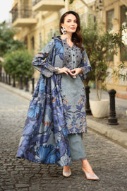 Rang Rasiya Lifestyle Embroidered Linen Unstitched 3Pc Suit D-04 Audrey