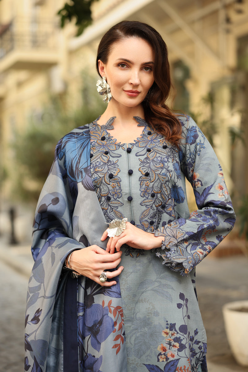 Rang Rasiya Lifestyle Embroidered Linen Unstitched 3Pc Suit D-04 Audrey