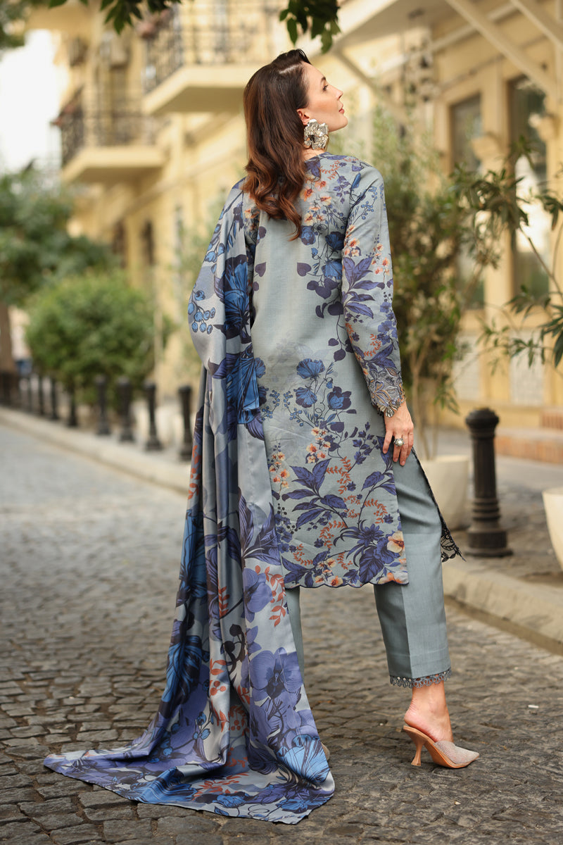 Rang Rasiya Lifestyle Embroidered Linen Unstitched 3Pc Suit D-04 Audrey