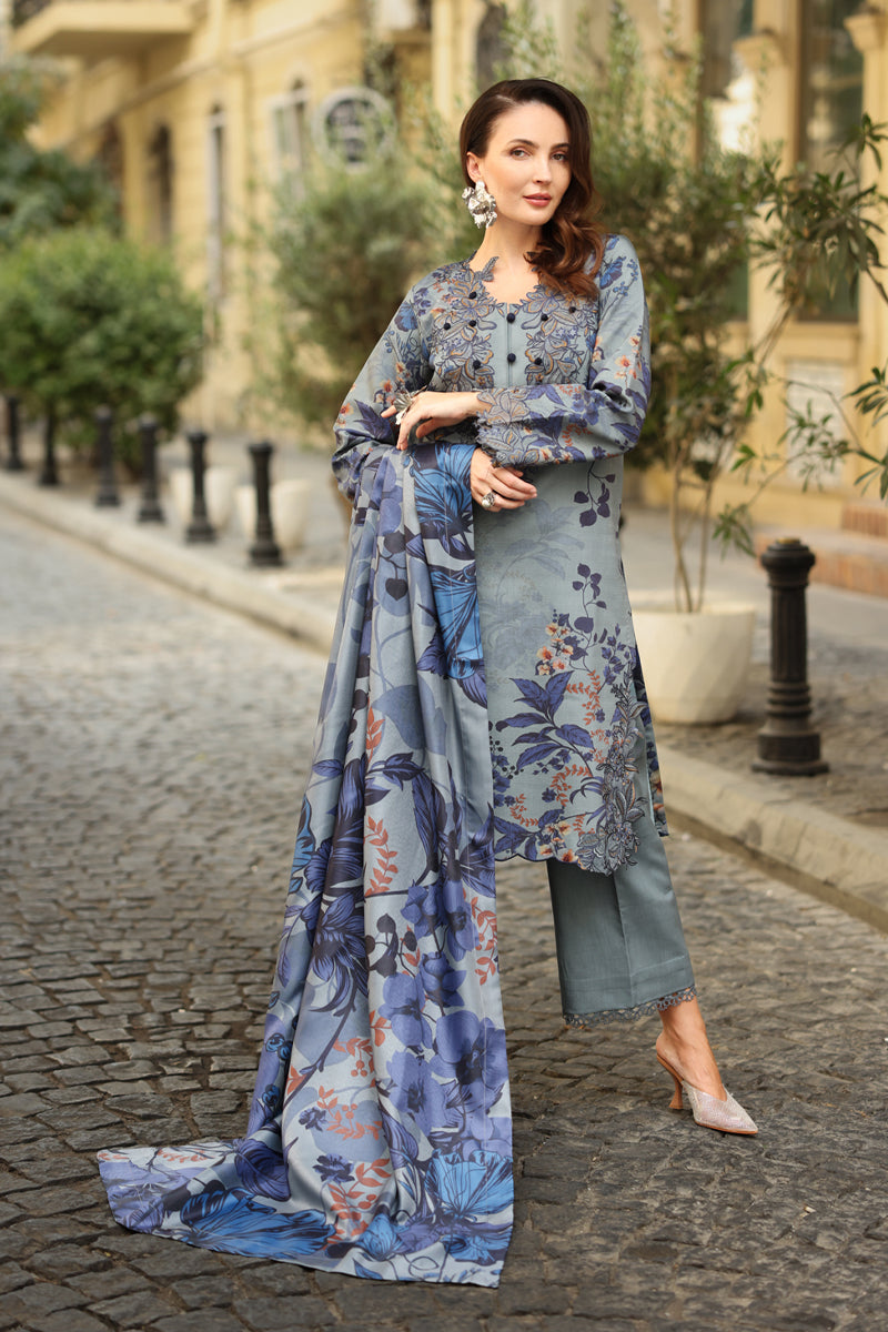 Rang Rasiya Lifestyle Embroidered Linen Unstitched 3Pc Suit D-04 Audrey