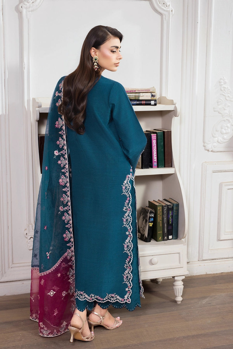 Rang Rasiya Lumeire Silk Unstitched Embroidered 3Pc Suit - Carmin