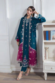 Rang Rasiya Lumeire Silk Unstitched Embroidered 3Pc Suit - Carmin
