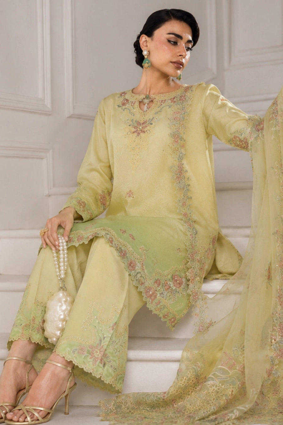 Rang Rasiya Lumeire Silk Unstitched Embroidered 3Pc Suit - Lucia