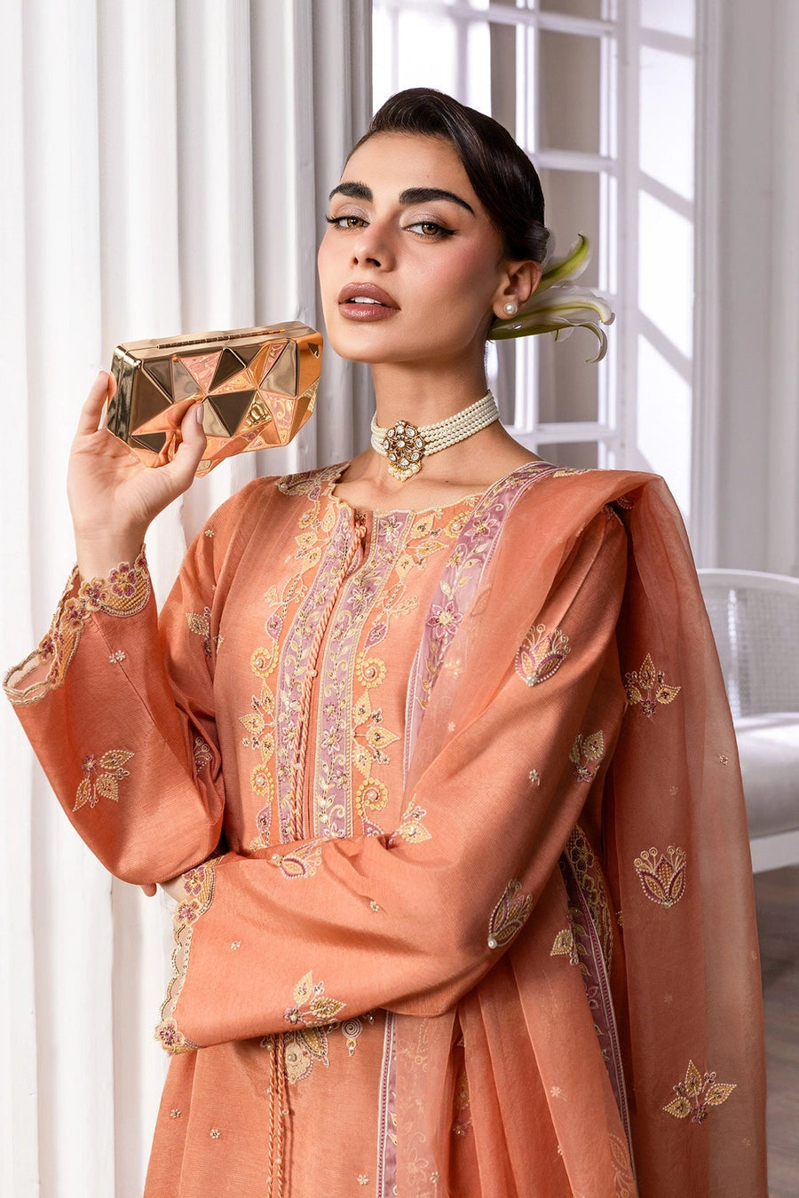 Rang Rasiya Lumeire Silk Unstitched Embroidered 3Pc Suit - Clara