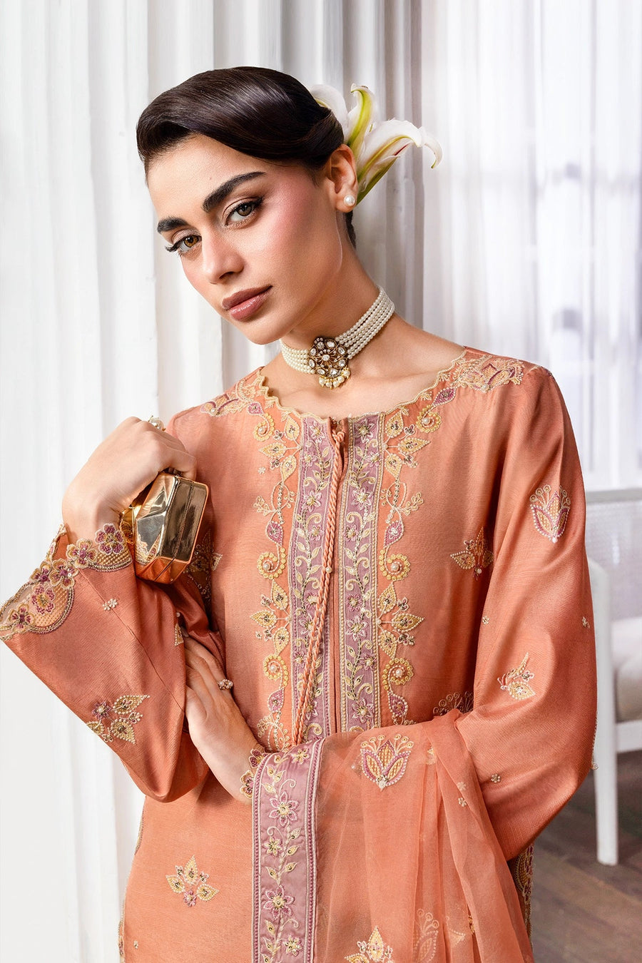 Rang Rasiya Lumeire Silk Unstitched Embroidered 3Pc Suit - Clara