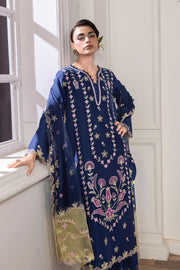 Rang Rasiya Lumeire Silk Unstitched Embroidered 3Pc Suit - Azul